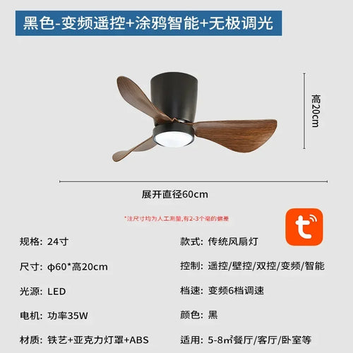 Simple nordic frequency conversion ceiling fan light - vue 17 sur 19