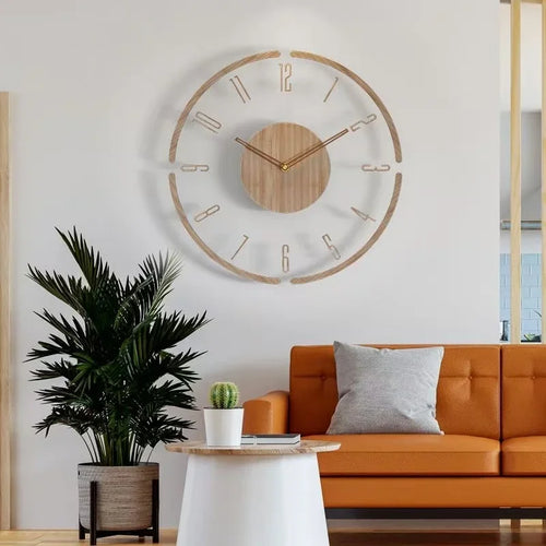 luxury wooden wall watch modern design silent quartz creative - vue 2 sur 11