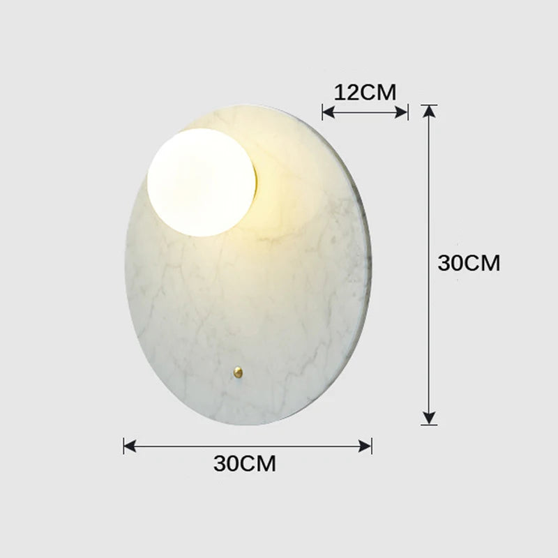 Green marble LED wall light for living room, bedside or hallway - vue 6 sur 8
