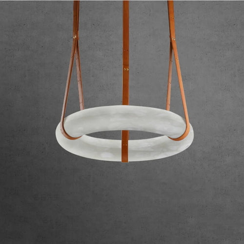 Luxury circular marble LED pendant chandelier - vue 3 sur 7