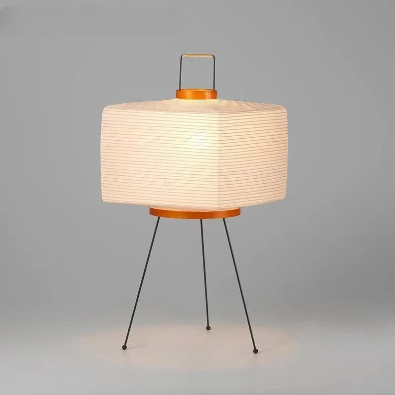 Vintage Japanese wooden floor lamp with decorative LED lighting