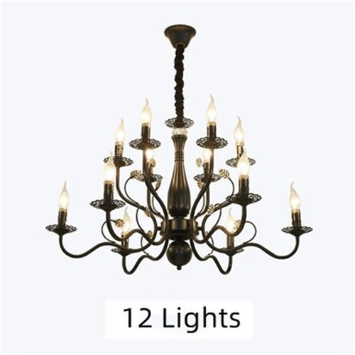 Classic American country style retro wrought iron chandelier - vue 11 sur 12