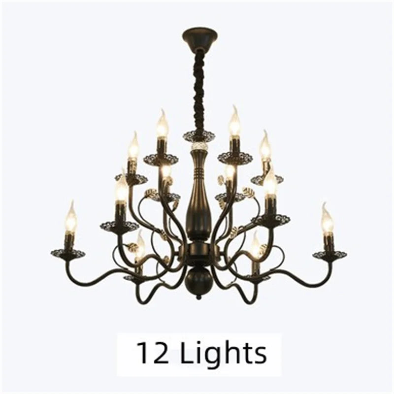 Classic American country style retro wrought iron chandelier - vue 11 sur 12