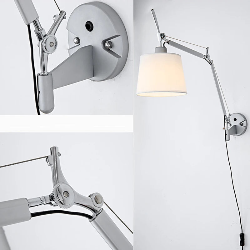 Nordic industrial foldable wall light with long swing arm - vue 5 sur 11