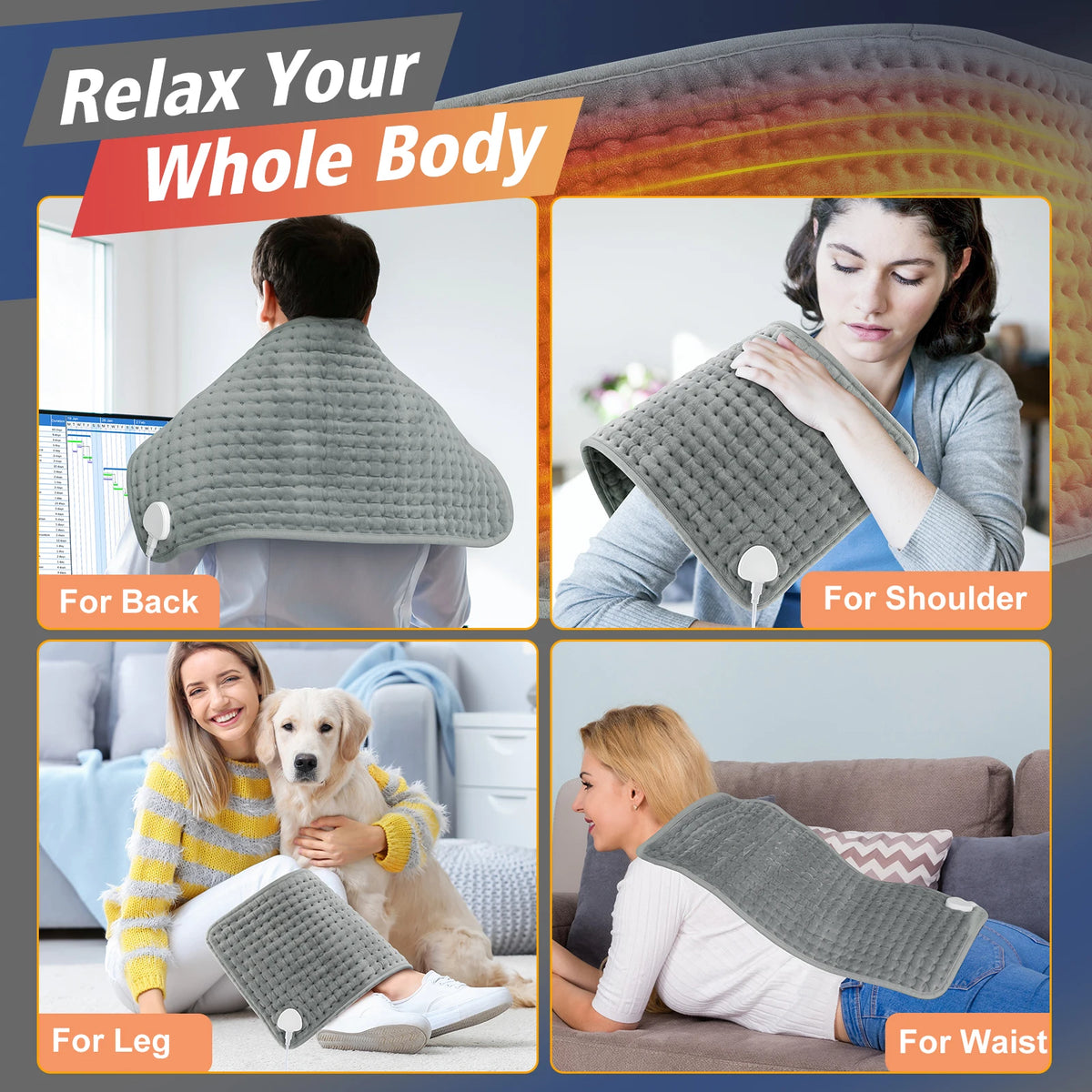 Electric Heating Blanket, Heated Mat Multifunctional Heating Pad for Bed Sofa Warm Winter Thermal Blankets Warmer Home OfficeUse - vue 5 sur 9
