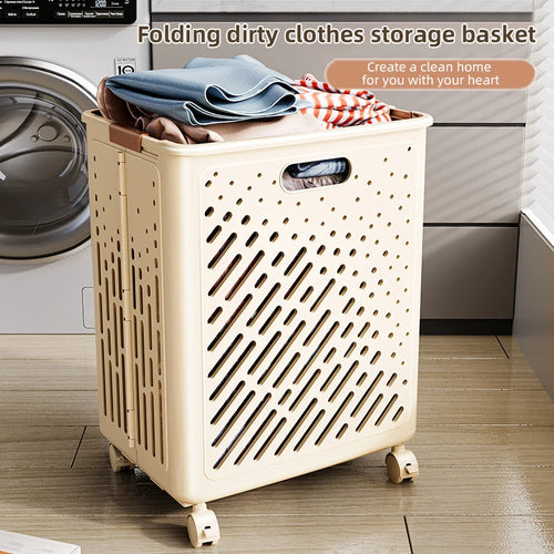 Foldable laundry basket with wheels large capacity multifunctional - vue 4 sur 14
