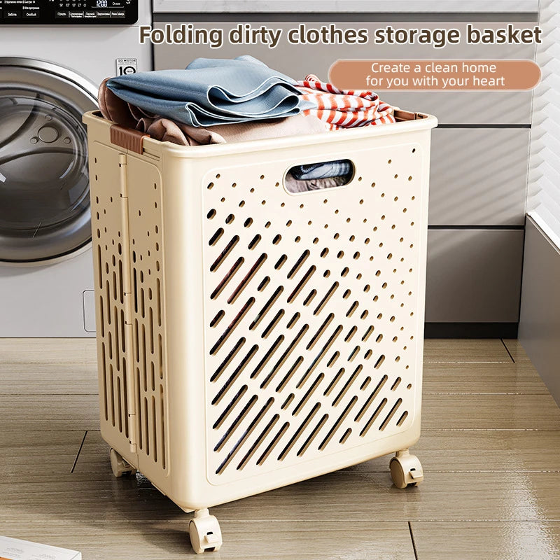 Foldable laundry basket with wheels large capacity multifunctional - vue 3 sur 14