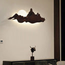 Creative zen retro solid wood wall light