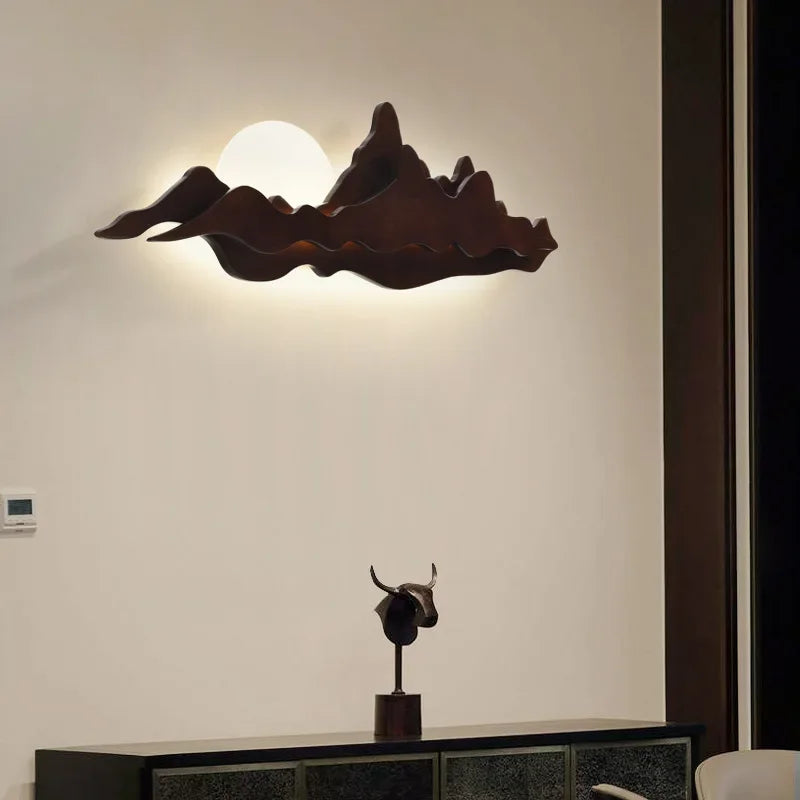 Creative zen retro solid wood wall light - vue 5 sur 6