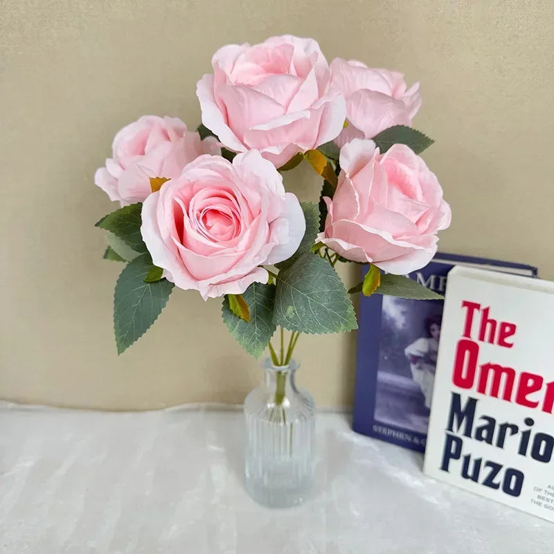 Elegant artificial silk rose bouquet for bride and home decoration - vue 6 sur 16