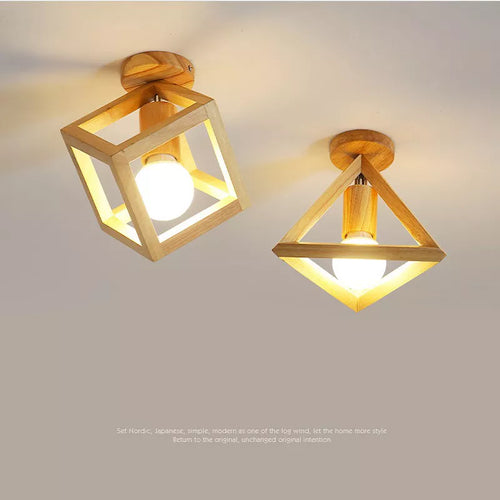 Nordic wood ceiling light for hallway, entrance, balcony, corridor or cloakroom – LED, 3 colour temperatures - vue 2 sur 14