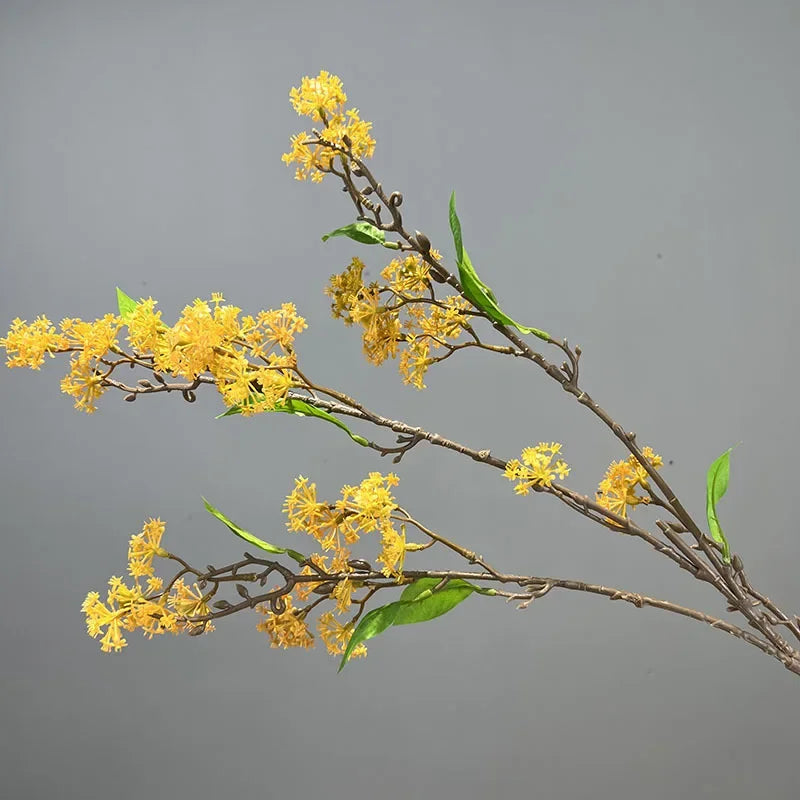 Set of 2 decorative artificial snow willow flowers