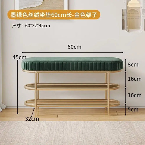 soft flannel leather ottoman shoe stool pouf and cushion - vue 9 sur 18