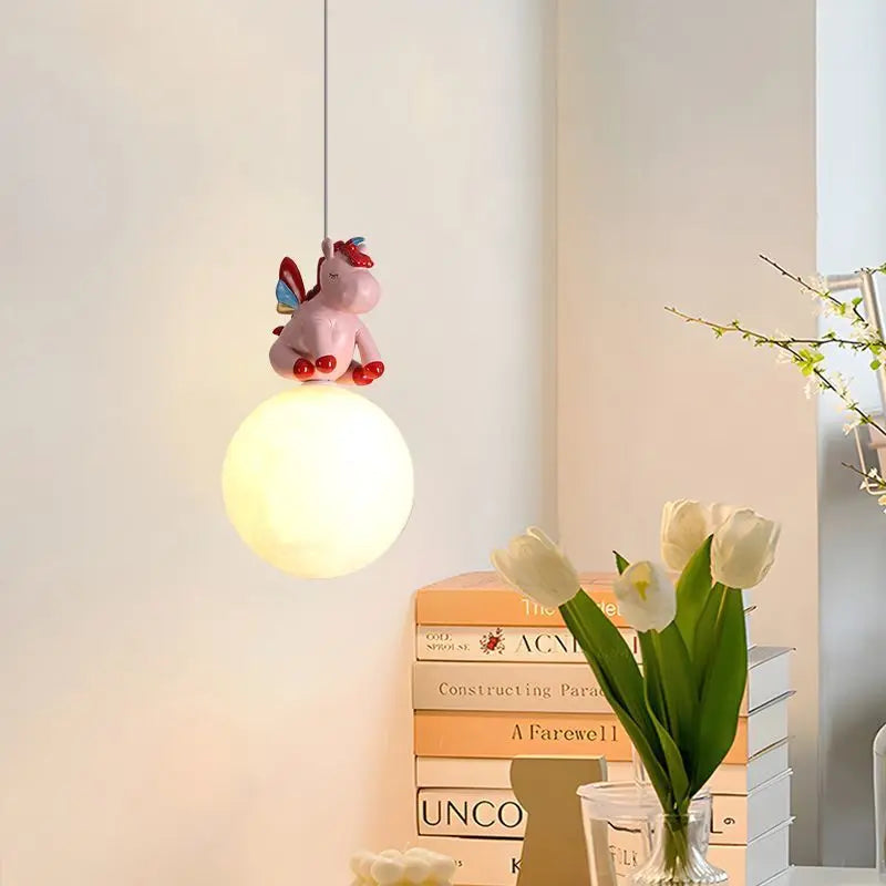 Children's animal design pendant light horse bear rabbit whale - vue 3 sur 10