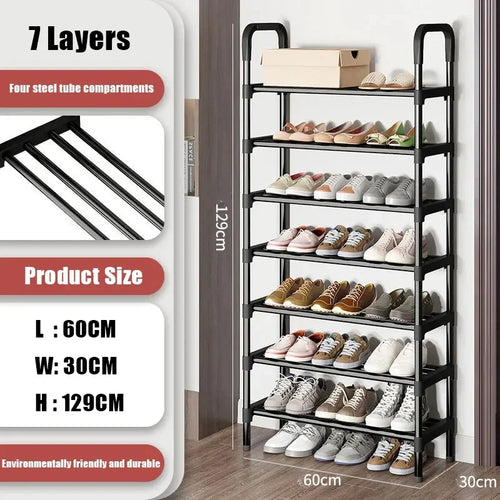 trendy space-saving 5-tier metal shoe rack - vue 17 sur 16