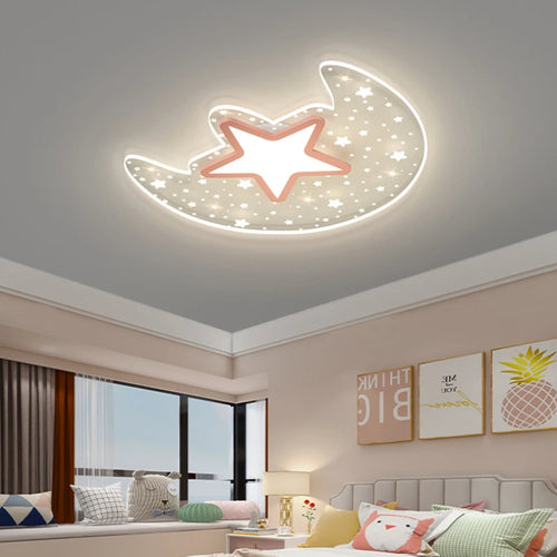 Romantic moon and starry sky ceiling light for children - vue 5 sur 9