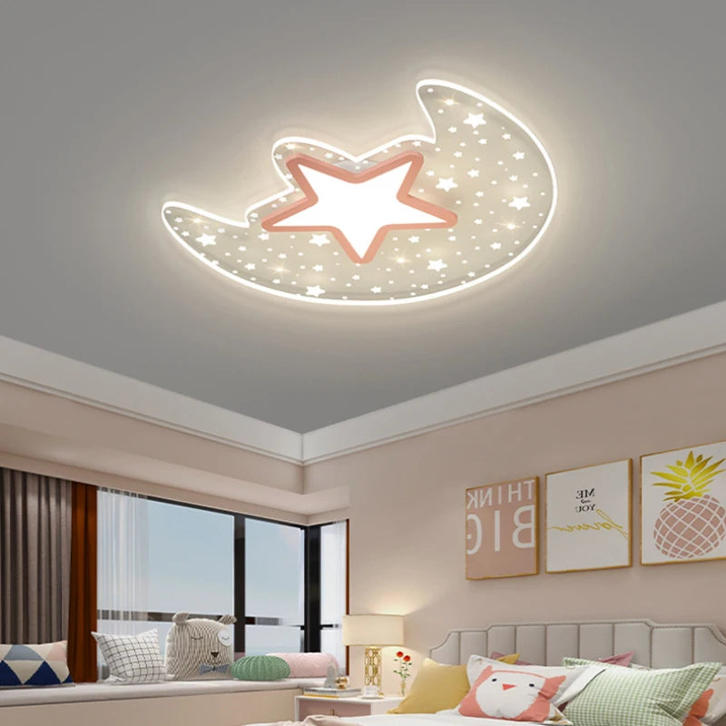 Romantic moon and starry sky ceiling light for children - vue 4 sur 9