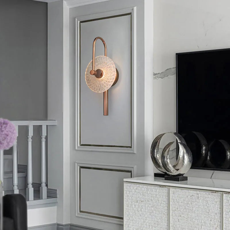 Round glass LED wall light for ambience