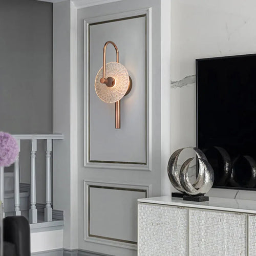 Round glass LED wall light in metal for ambient lighting - vue 2 sur 8