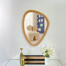 Handmade rattan bohemian woven mirror artisan home decor