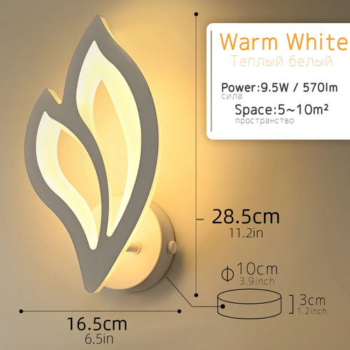 Modern LED leaf wall light for indoor lighting - vue 9 sur 8