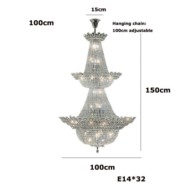 Dimmable LED K9 crystal chandelier modern design 2024