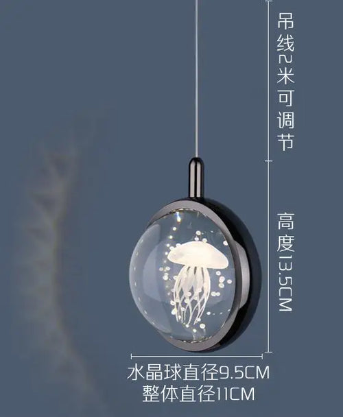 Modern LED crystal ball pendant light for interiors - vue 11 sur 10