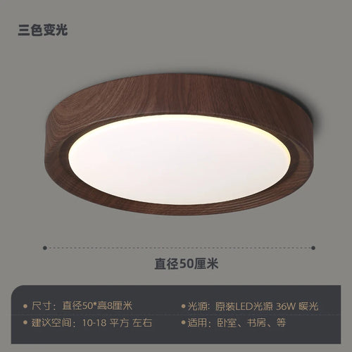 Nordic design wooden and iron decorative LED ceiling light - vue 8 sur 11