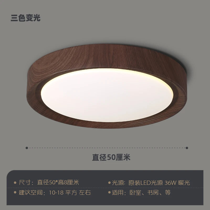 Nordic design wooden and iron decorative LED ceiling light - vue 7 sur 11