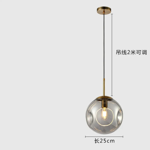 Modern nordic industrial glass ball pendant light - vue 9 sur 8