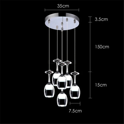 Modern wine glass pendant lights for bar and café - vue 10 sur 16