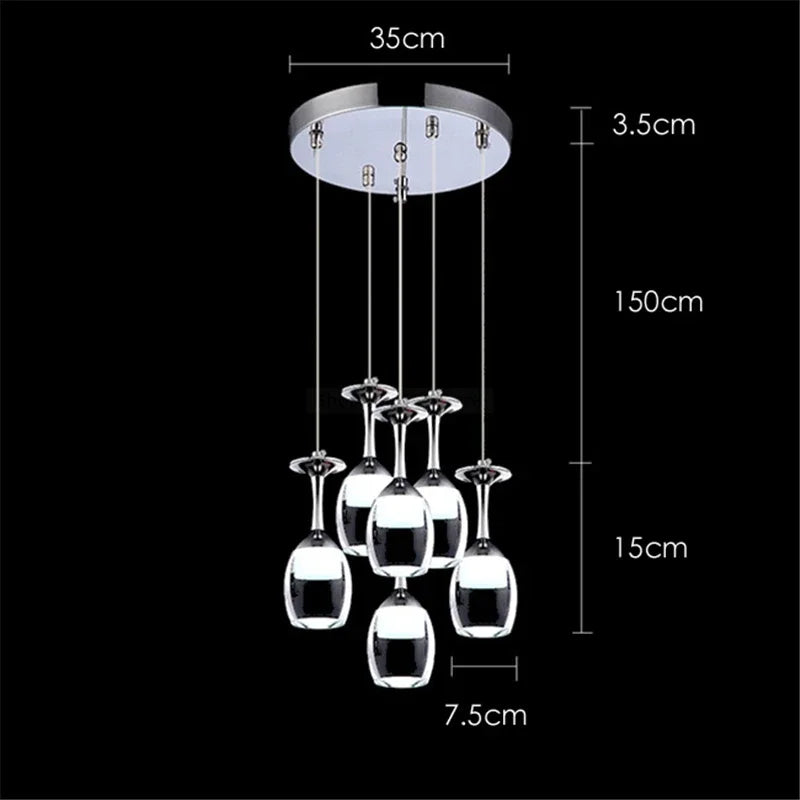 Modern wine glass pendant lights for bar and café - vue 9 sur 16