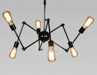 Adjustable industrial spider retro pendant light in iron
