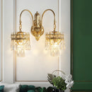 Vintage luxury gold crystal wall light with two lights