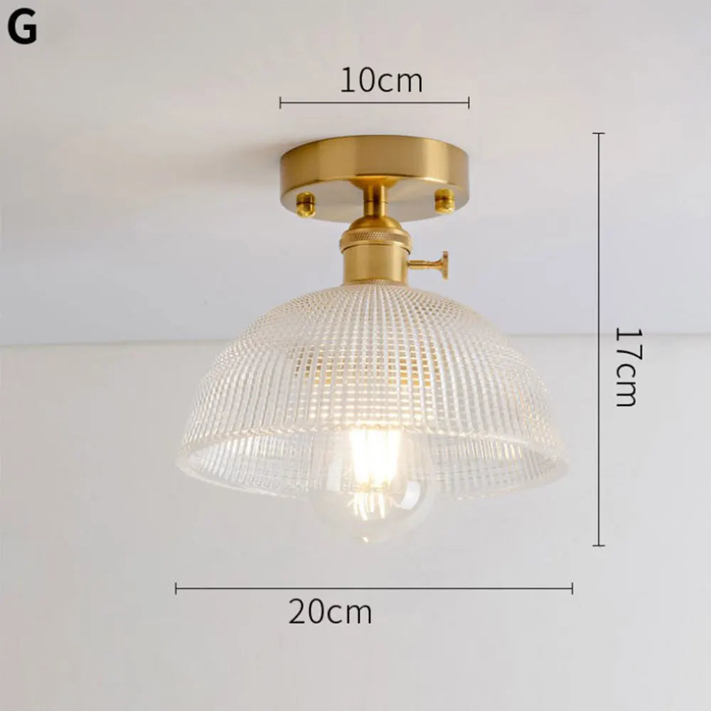 Modern Japanese retro carved glass ceiling light - vue 5 sur 18