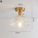 Modern Japanese retro carved glass ceiling light