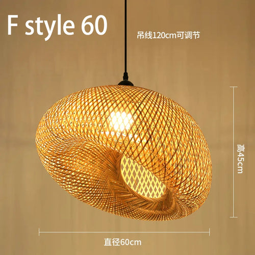 Handmade Chinese style bamboo chandelier with vintage pastoral weaving - vue 12 sur 30