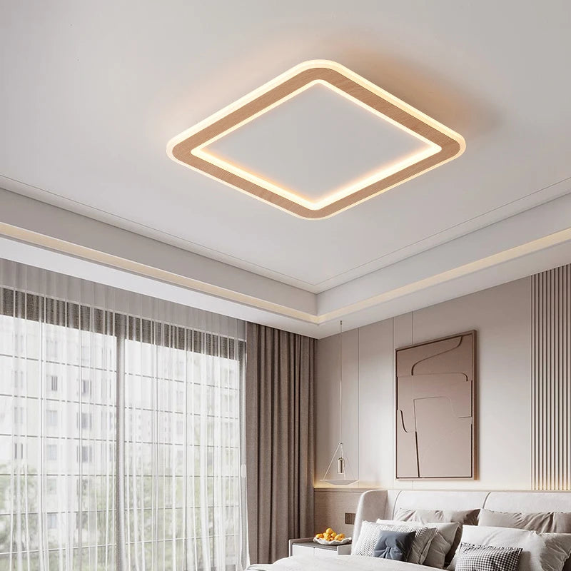 Ultra-slim solid wood LED ceiling light nordic modern style 2022