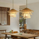 Handmade modern multi-tier rattan chandelier