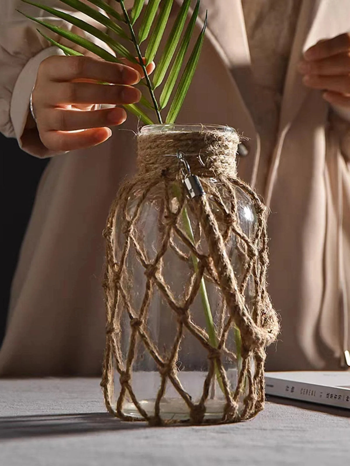 hand-woven glass vase bohemian decoration for dried flowers