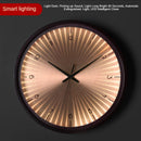 modern design wall clock in golden wood silent and creative