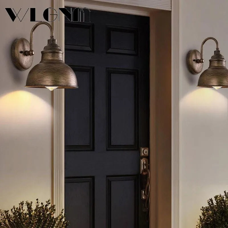 Retro waterproof outdoor wall light for garden, porch, path, staircase, courtyard, balcony, villa, vintage iron wall lamp