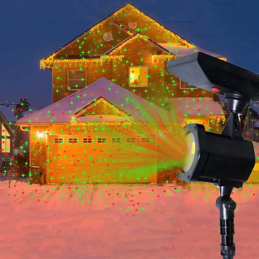 Bright solar projector for outdoor Christmas decorations