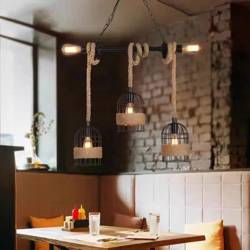 suspension industrielle en corde de chanvre pour décoration moderne - vue 5 sur 10