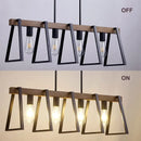 American vintage industrial 4-head iron art pendant light wood effect for restaurant, kitchen, café or bar counter
