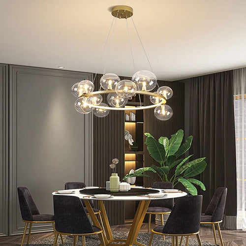 Modern glass chandelier with bubbles for elegant interiors - vue 6 sur 18