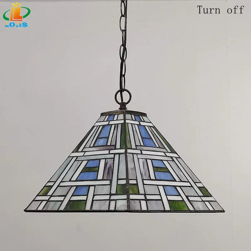 Tiffany style square glass chandelier for Nordic bar - vue 7 sur 6