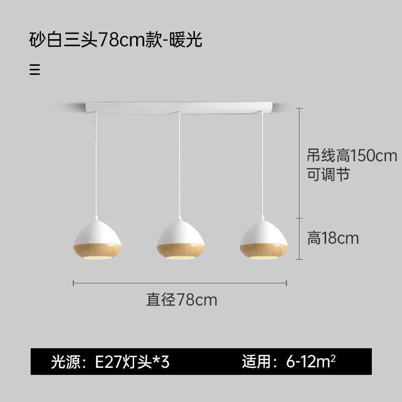 Japanese wabi-sabi style iron chandelier with Nordic walnut effect