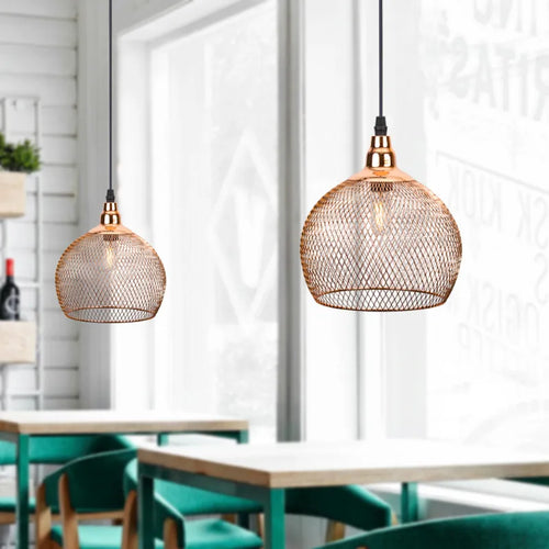 Nordic restaurant bar lighting retro rose gold bird cage modern pendant light - vue 3 sur 10