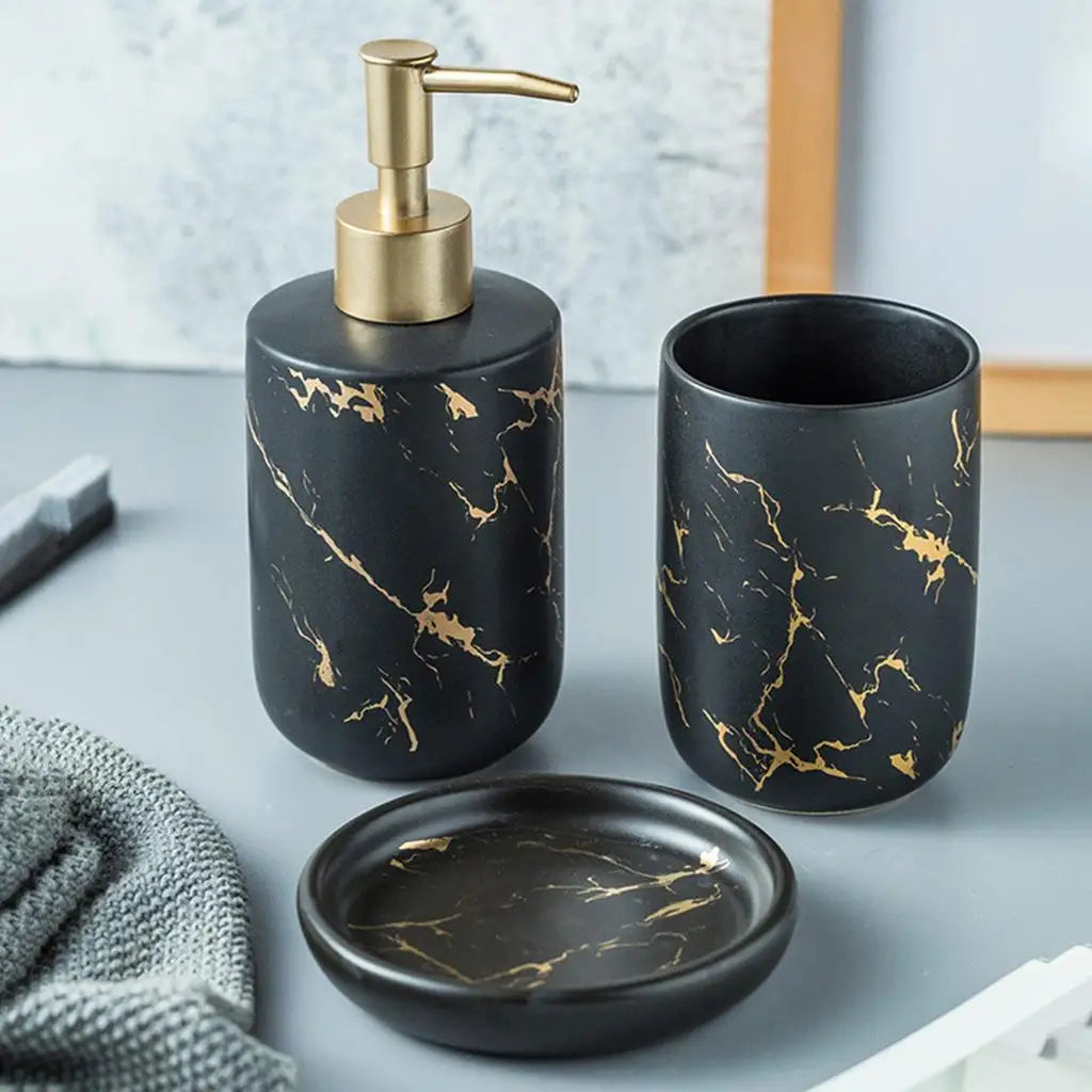 elegant and practical marbled ceramic bathroom accessories